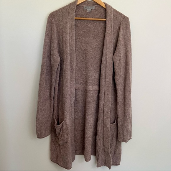 Barefoot Dreams Cardigan Long Cozychic Lite Sweater Taupe Knit Cardi Lounge L - Picture 1 of 7